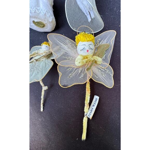 4 Vtg MCM Tulle Chenille Spun Cotton & Plastic Christmas Angels Pipe Cleaner -C2 - Picture 3 of 11